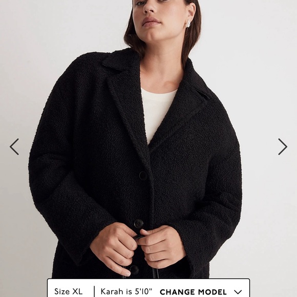 Madewell The Alonzo Coat in Bouclé Size XL color Black - Picture 3 of 8